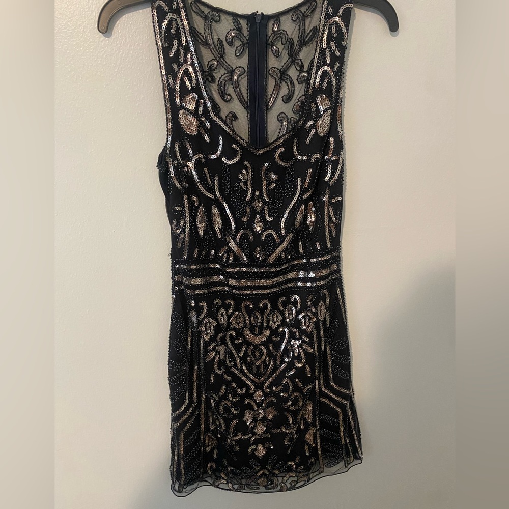 Navy blue beaded bodycon dress. Size small